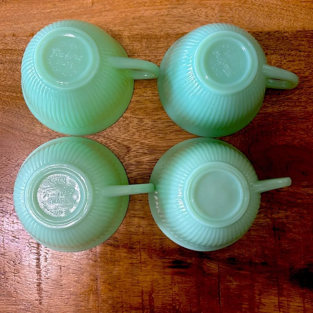 Fire King Jadeite Tea Cup & Saucer (set of 4) - Picture 3 of 10